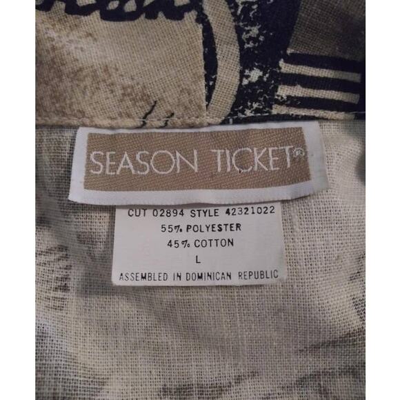 Vintage Season Ticket Tan & Black Tribal Leaf Multi Button Front Blazer Sz Large - Picture 3 of 6